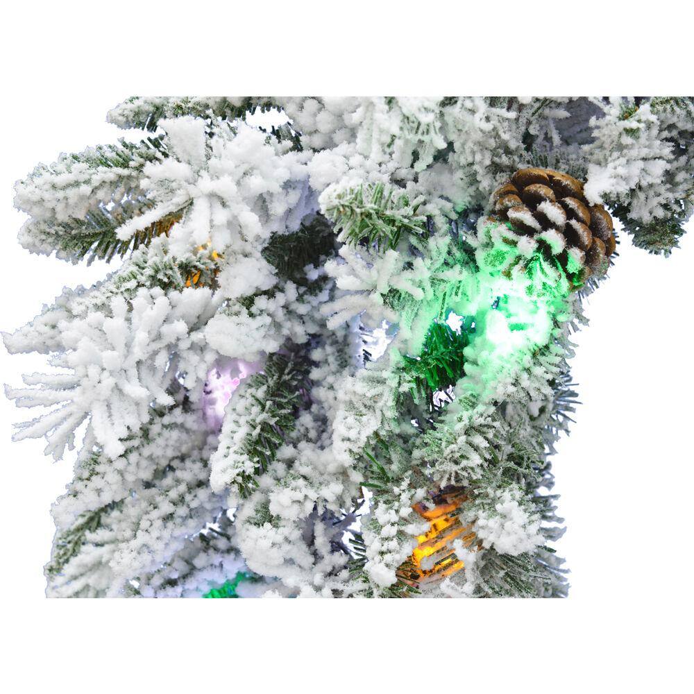 36 in. Artificial Pre-Lit Flocked Wreath Arrangement with Pinecones - Hercitys