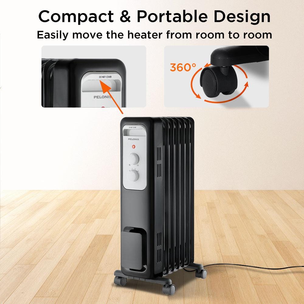 1,500-Watt Oil-Filled Radiant Electric Space Heater with Thermostat - Hercitys