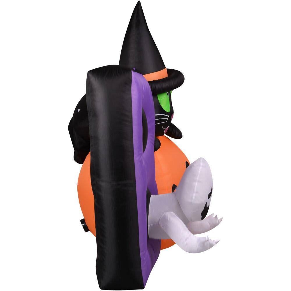 5 ft. Pre-Lit Boo Sign with Black Cat, Jack-O-Lantern and Ghost Halloween Inflatable - Hercitys