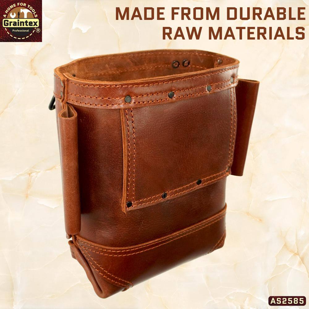 5 in. Large Pocket Nut and Bolt Tool Bag with Tunnel Loops for Belt in Heavy-Duty Canvas - Hercitys