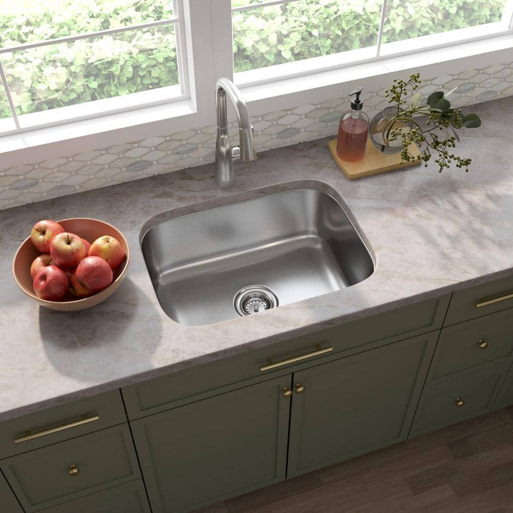 23 in. Undermount Single Bowl 18 Gauge Stainless Steel Kitchen Sink - Hercitys