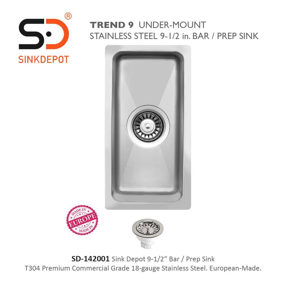 18-Gauge Stainless Steel 9 in. Undermount Bar Sink with Basket Drainer - Hercitys