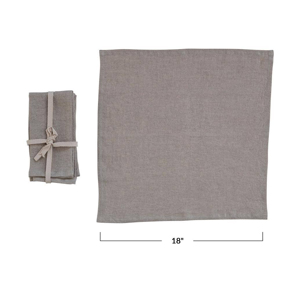 18 in. W x 0.25 in. H Brown Stonewashed Linen Dinner Napkins (Set of 4) - Hercitys