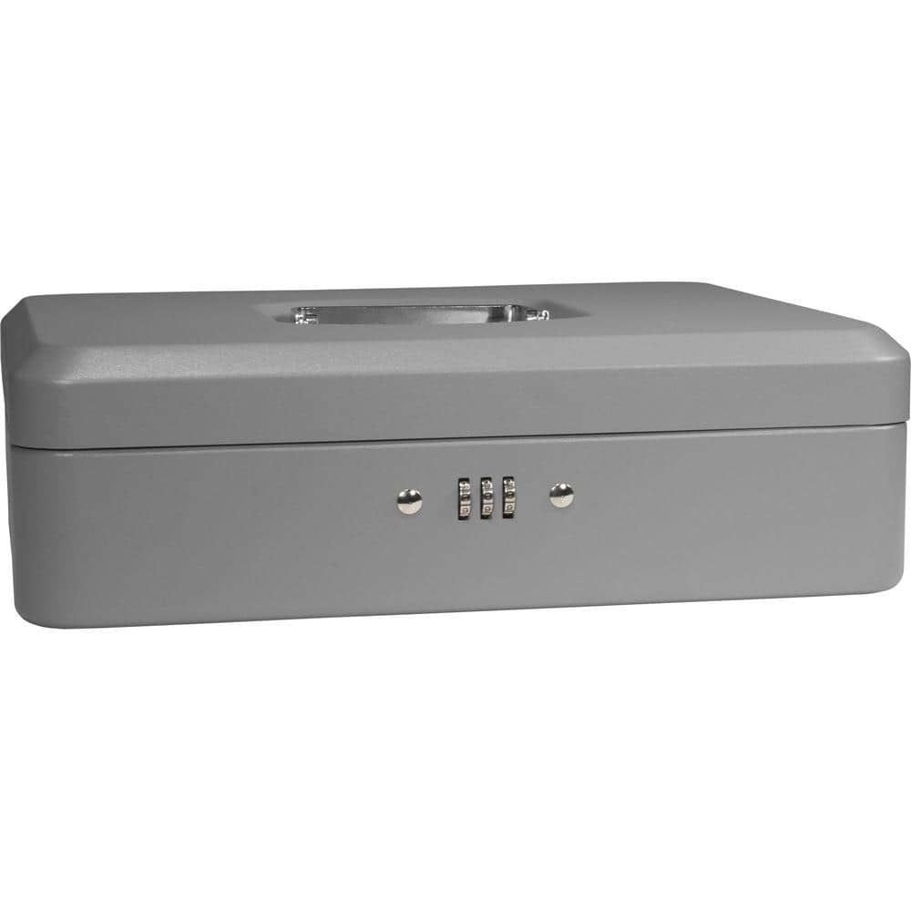 0.12 cu. ft. Cash Box Safe with Combination Lock, Grey - Hercitys