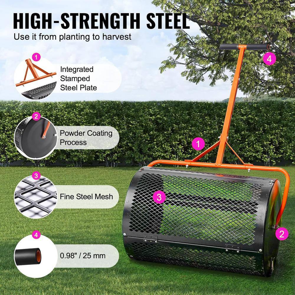 24 in. Height Adjustable Mulch Peat Moss Compost Spreader Multi-Purpose Yard Care Equipment - Hercitys