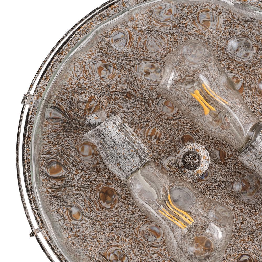 12.99 in. 2-Light Industrial Rustic Flush Mount Ceiling Light Fixture with Glass Shade - Hercitys