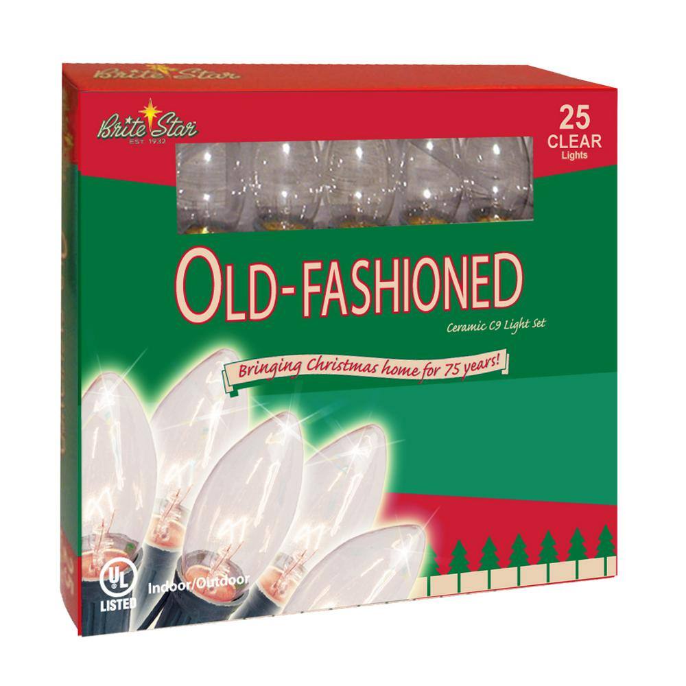 25 ft. 25-Light Clear Christmas C9 Incandescent Old Fashioned String Lights - Hercitys