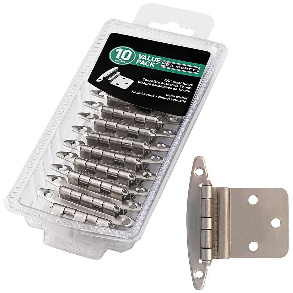 5 Pair Face Frame 3/8 in. Inset Satin Nickel Cabinet Hinge without Spring (10-Pieces) - Hercitys