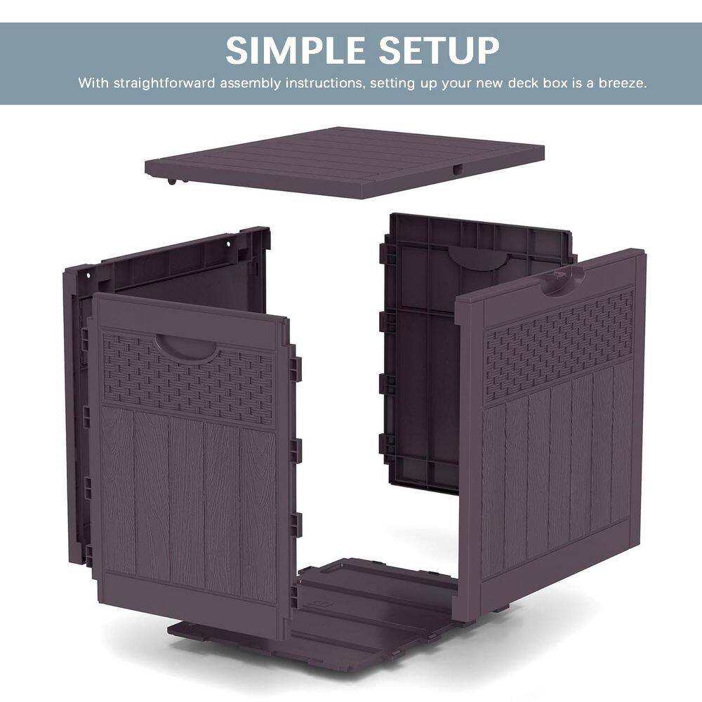 33 Gal. Brown Resin Deck Box with Lockable Lid - Hercitys