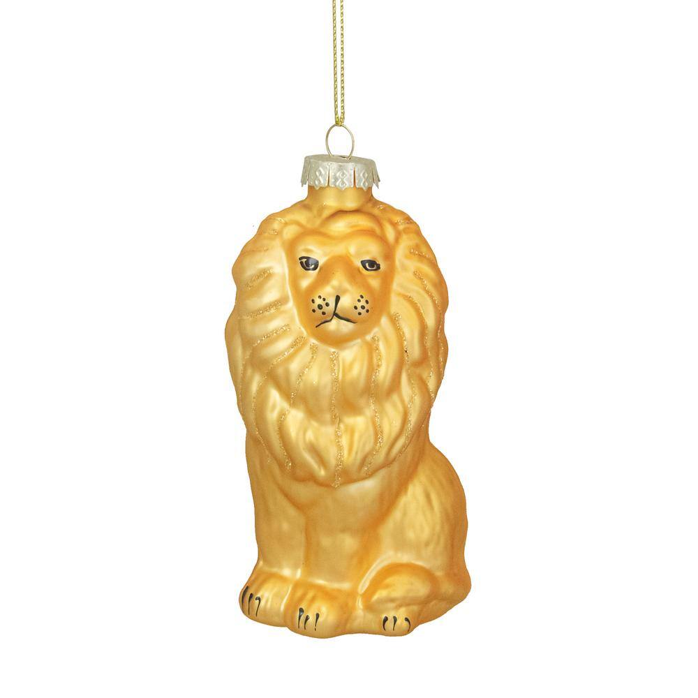 4.25 in. Yellow and Gold Glass Lion Christmas Ornament - Hercitys