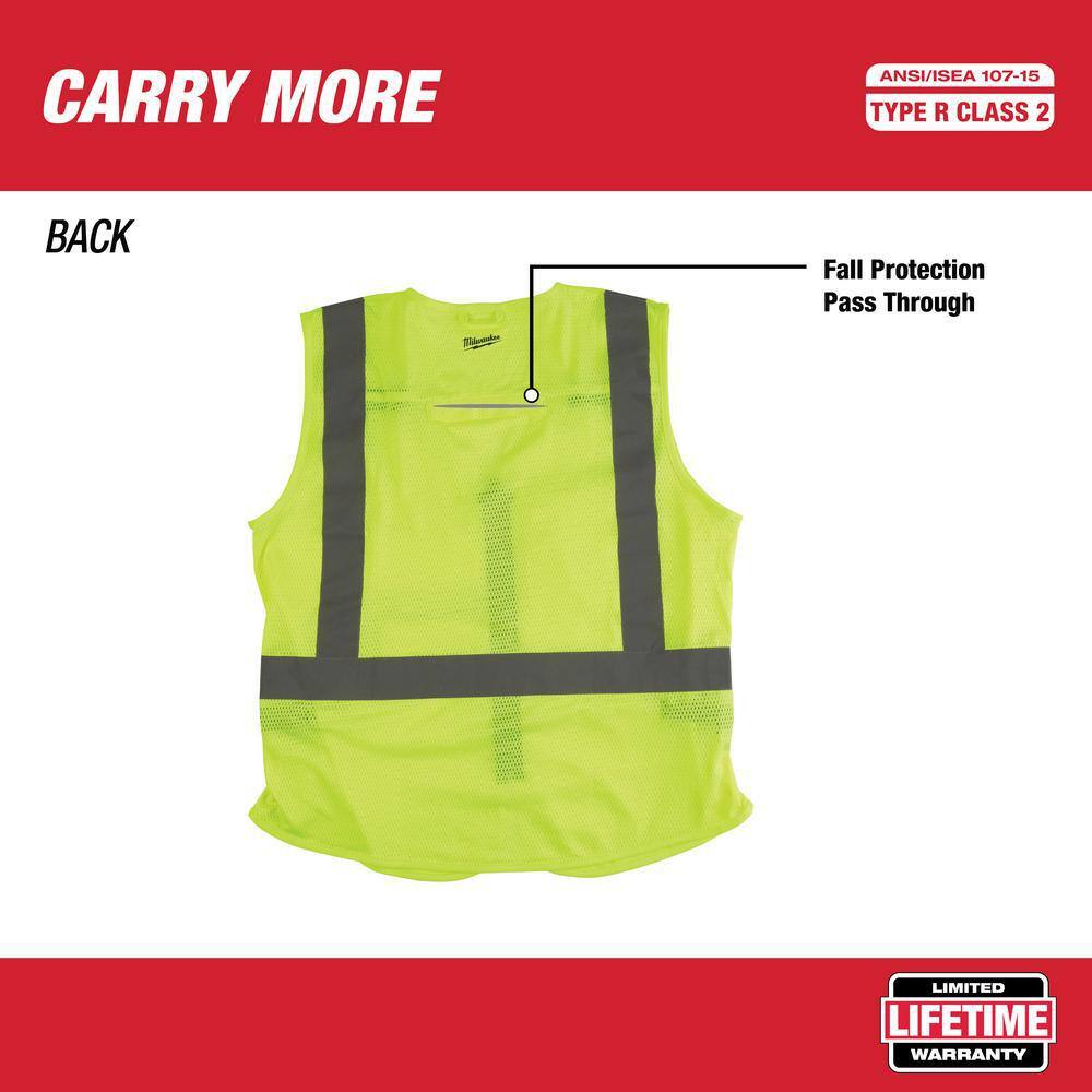 4X-Large/5X-Large Yellow Class 2-High Visibility Safety Vest with 10-Pockets (4-Pack) - Hercitys