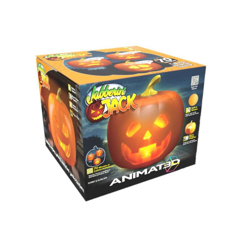 10.5 in. Product Height Orange Jabberin’ Jack Talking Animated Pumpkin with Built in Projector & Speaker Plug’n Play - Hercitys
