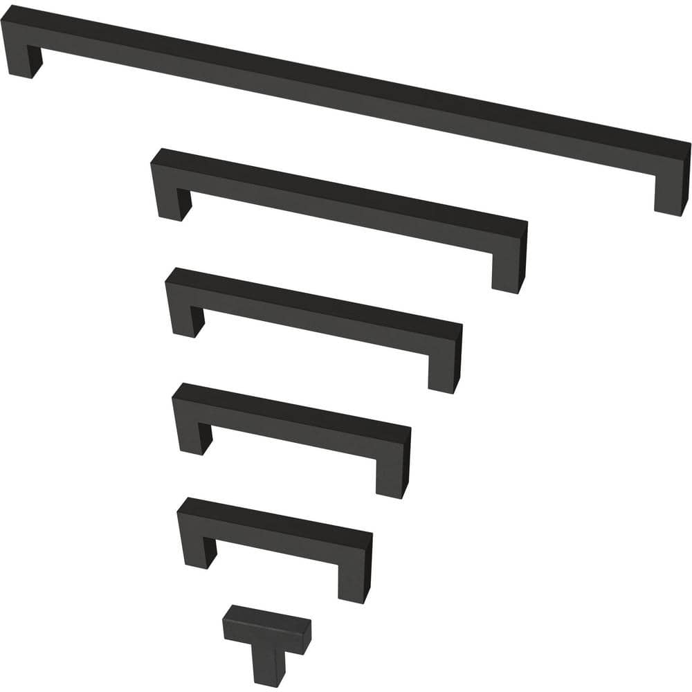 10-Pack Simple Modern Square 6-5/16 in. (160 mm) Modern Matte Black Cabinet Drawer Pulls - Hercitys