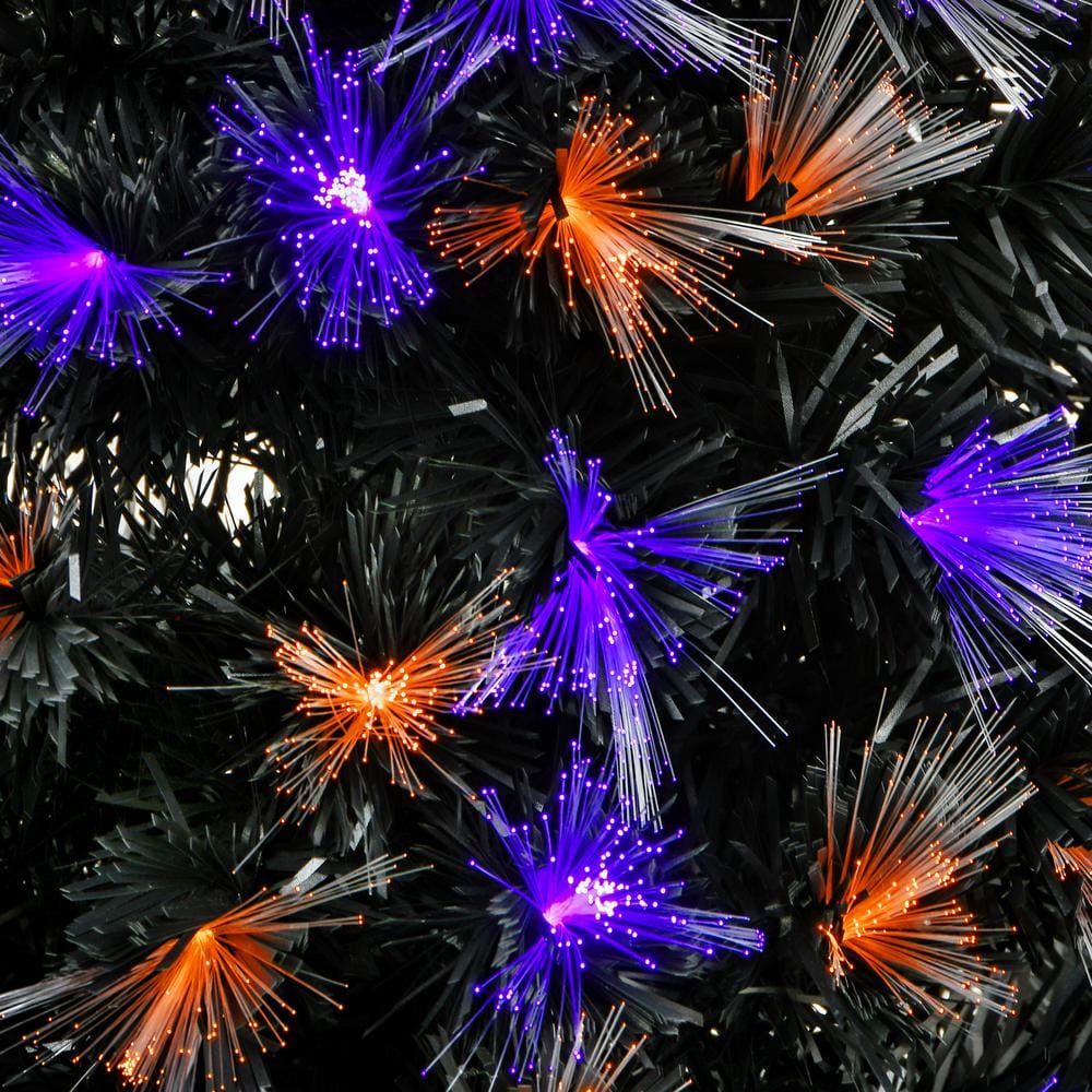 48 in. Halloween Black Plug-In Fiber Optic Entrance Tree - Hercitys