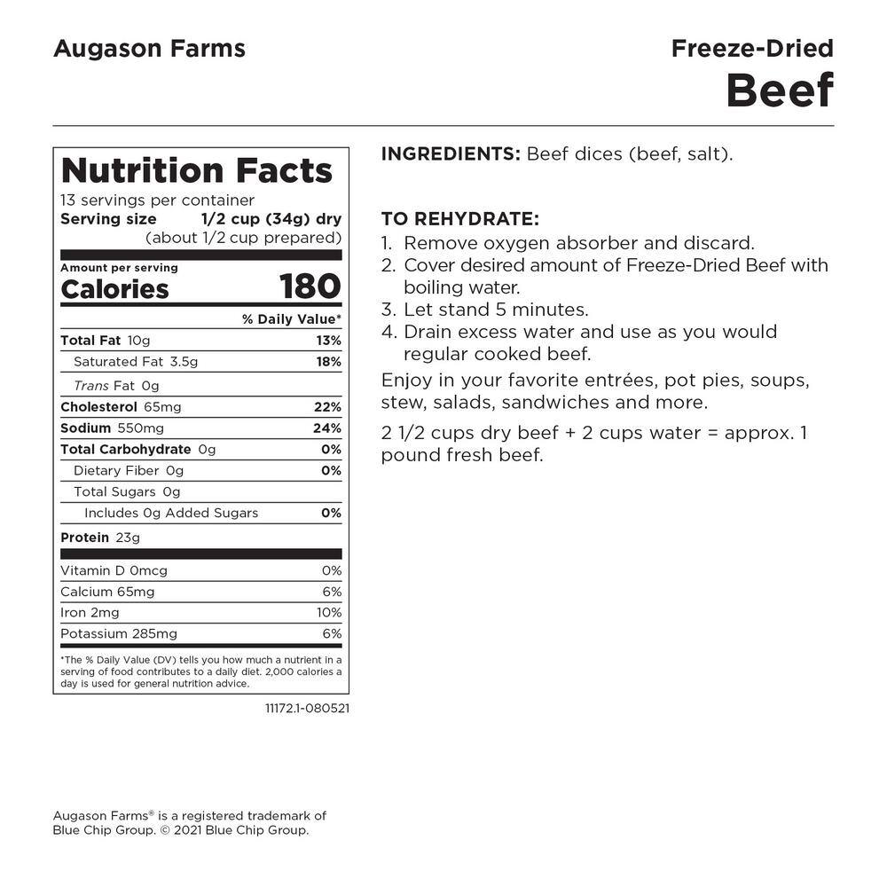 16 oz. Freeze Dried Precooked Beef Chunks - Hercitys