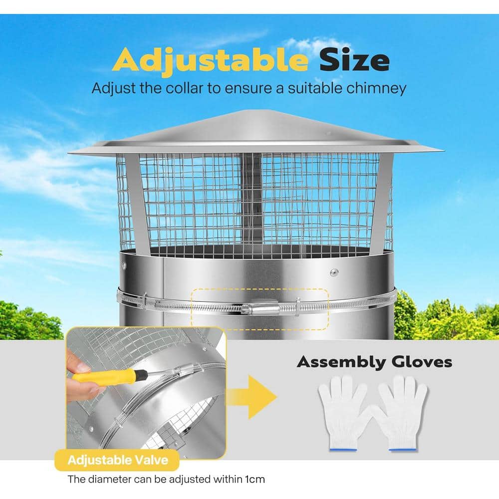 12 in. x 12 in. Round Adjustable Galvanized Steel Cone Top Chimney Cap - Hercitys