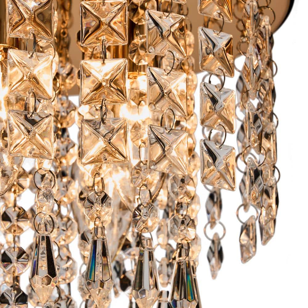 11 in. 5-Light Gold Flush Mount Chandelier with K9 Crystals - Hercitys