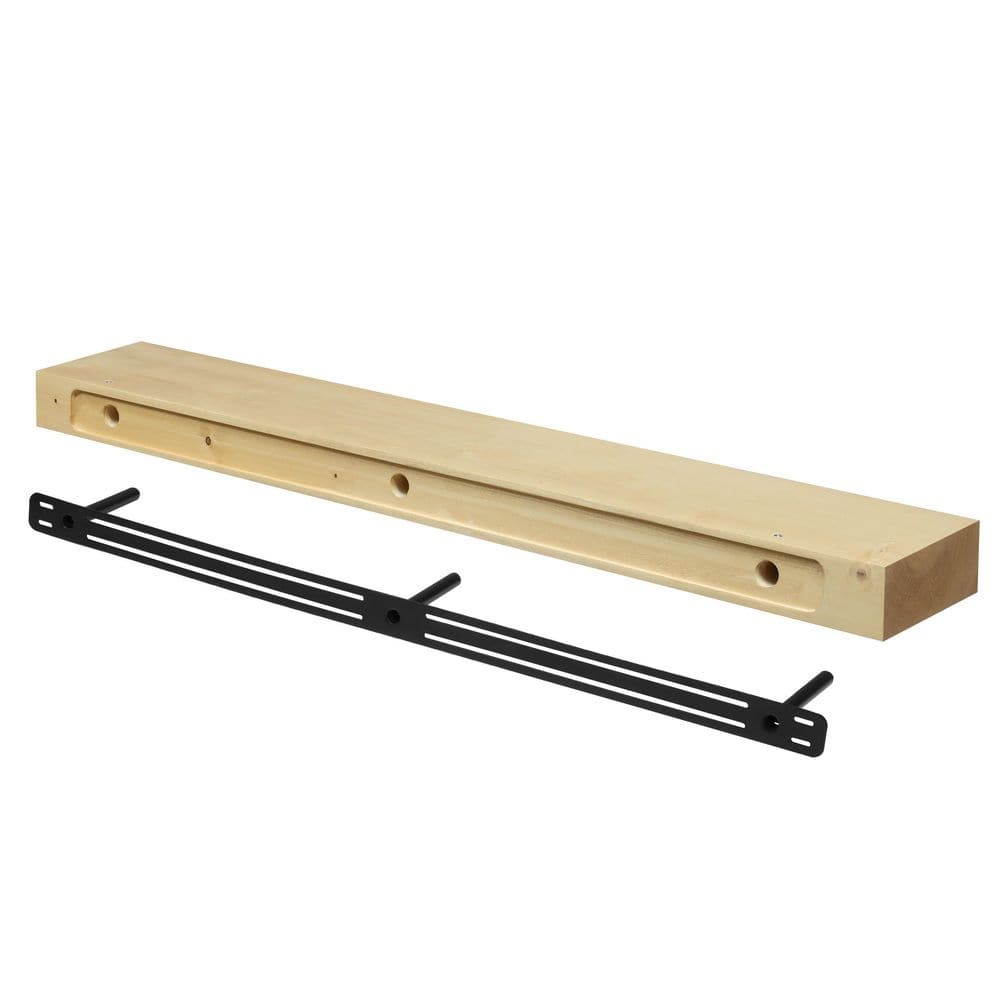 24 in. Natural Smooth Timber Floating Shelf-Versatile Wood Mantel and Wall Shelf - Hercitys