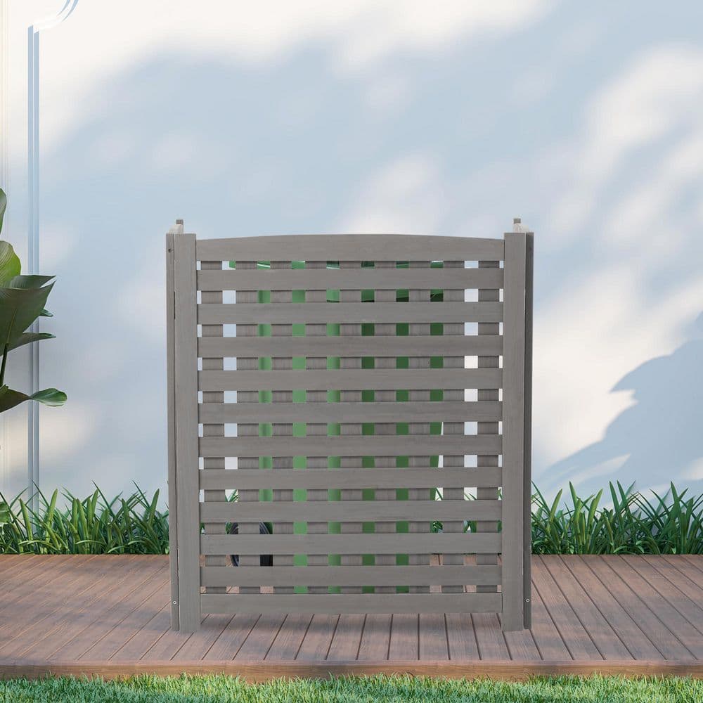 38 in. 3-Panels Wood Garden Privacy Fence in Gray - Hercitys