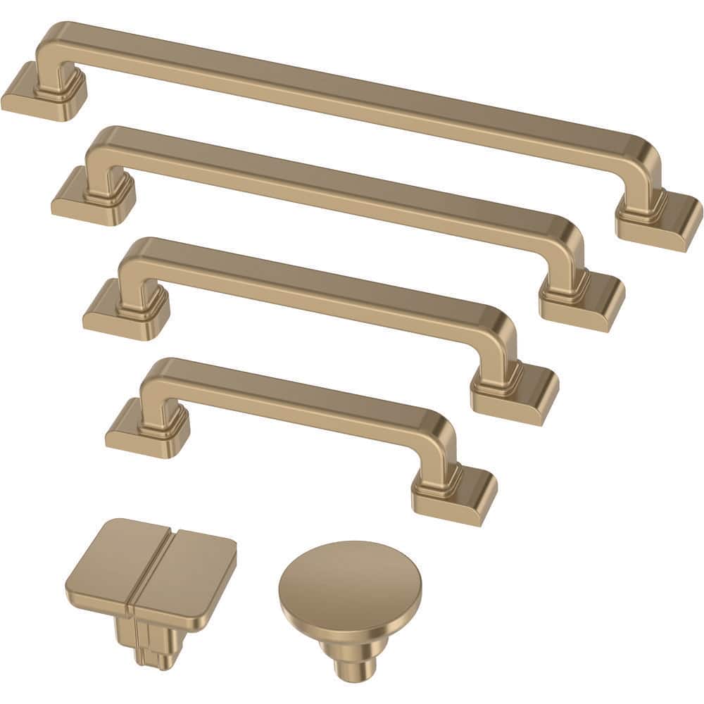 10-Pack Art Deco Streamline Round 1-3/16 in. (30 mm) Modern Champagne Bronze Cabinet Knobs - Hercitys