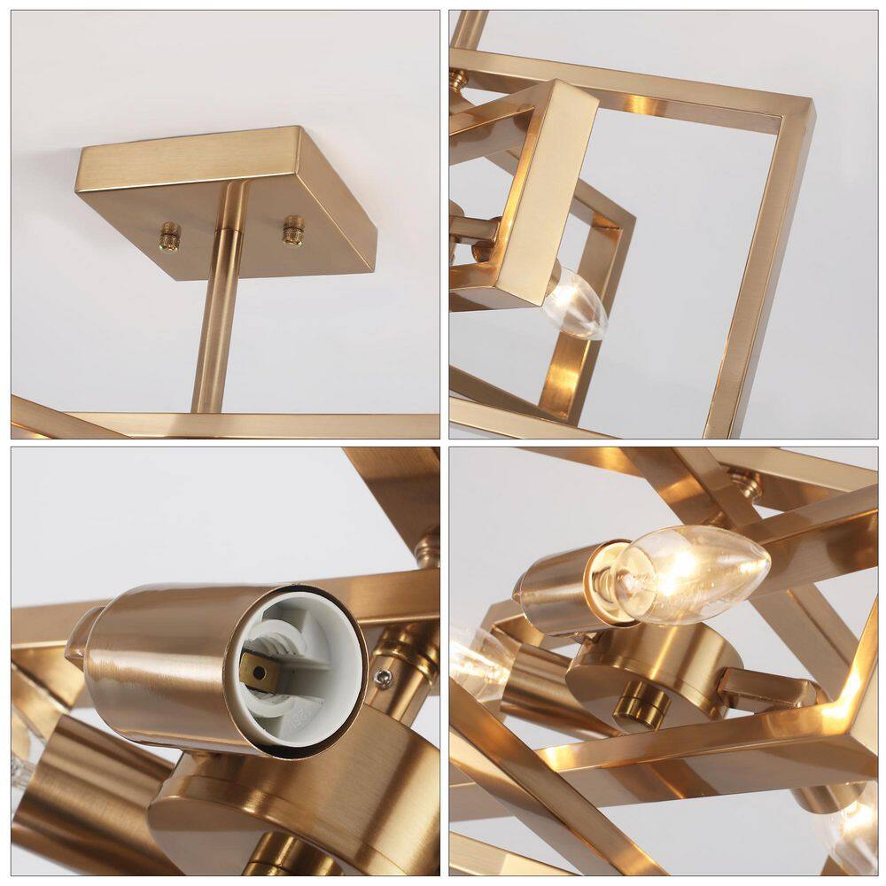 15.8 in. 3-Light Brass Semi- Flush Mount - Hercitys