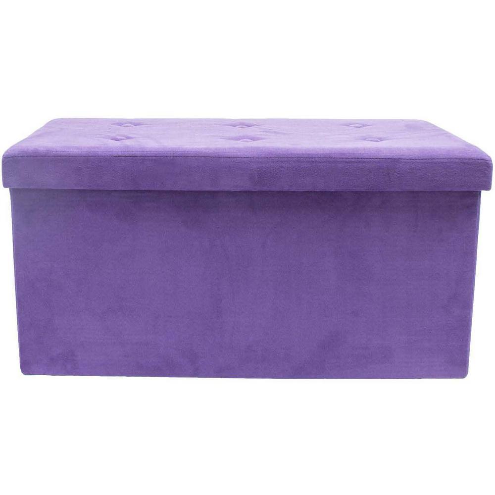 30 in. L x 15 in. W x 15 in. H Purple Collapsible Chest Fabric Bench Storage Box - Hercitys