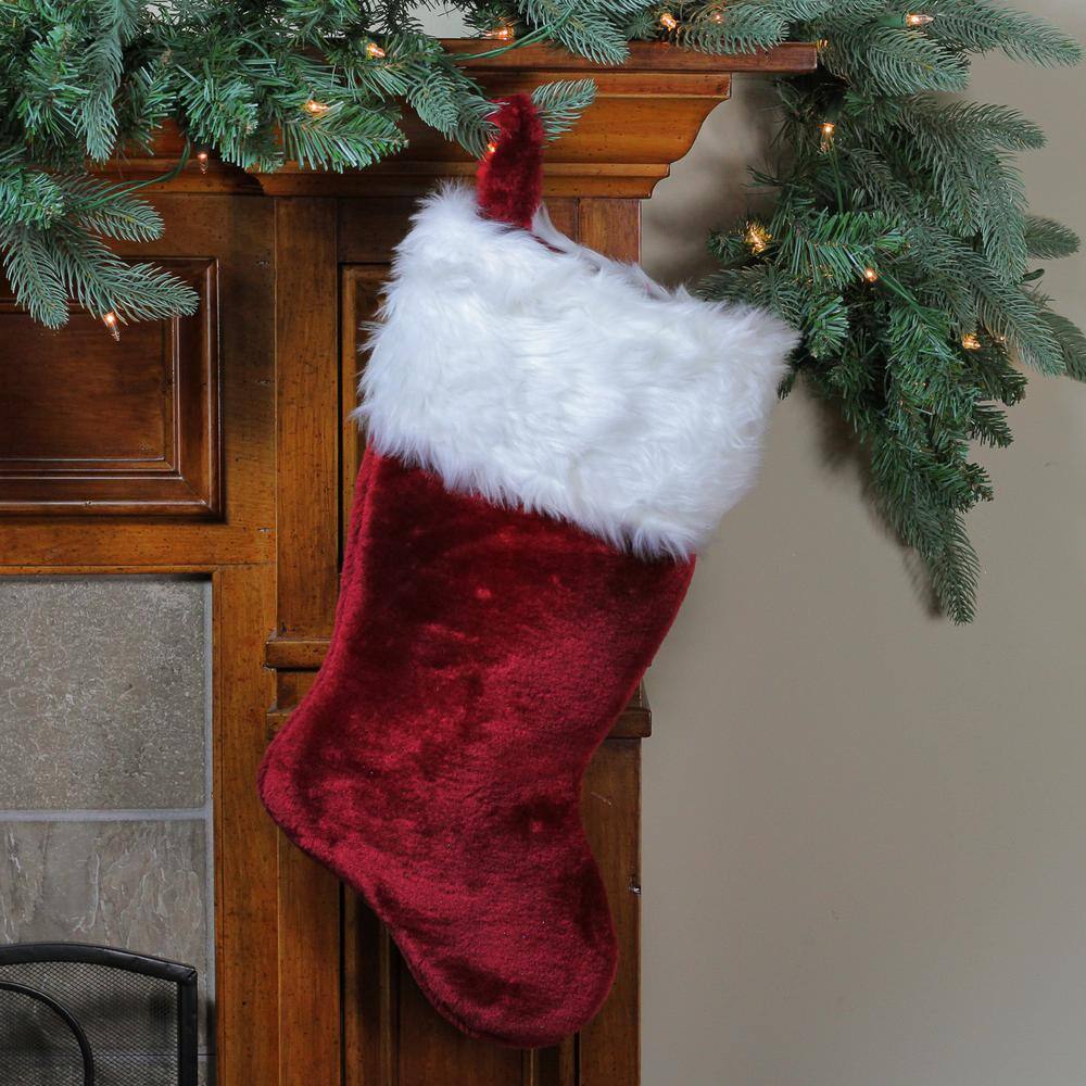 20 in. Red Traditional Christmas Stocking - Hercitys