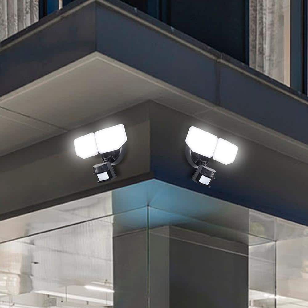 30-Watt 180-Degree Black Motion Activated Outdoor Integrated LED Security Flood Light with PIR Dusk to Dawn Sensor - Hercitys