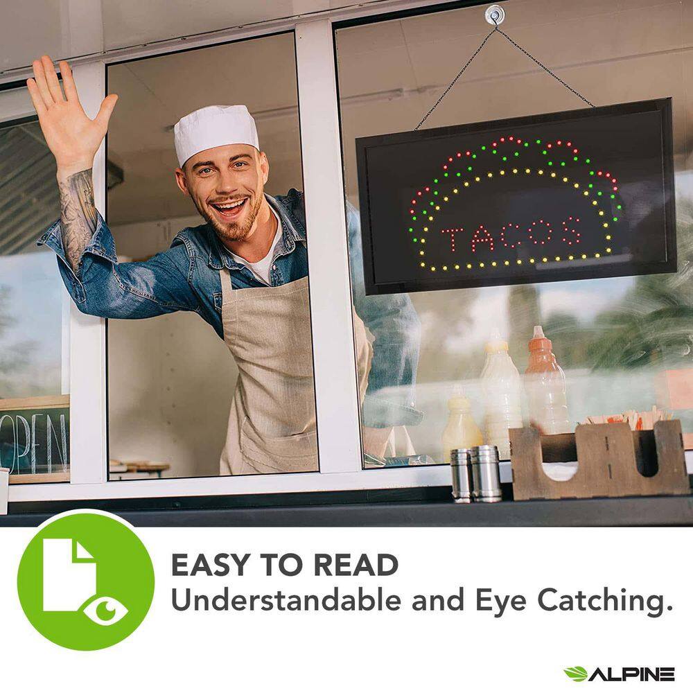 19 in. x 10 in. LED Rectangular TACO Sign with 2 Display Modes - Hercitys