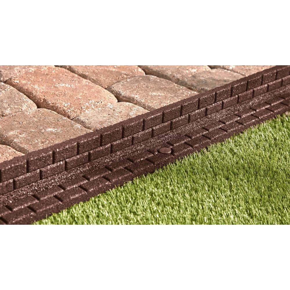 48 in. x 3 in. x 3 in. Brown Brickface Rubber Landscape Edging (6-Pack) - Hercitys