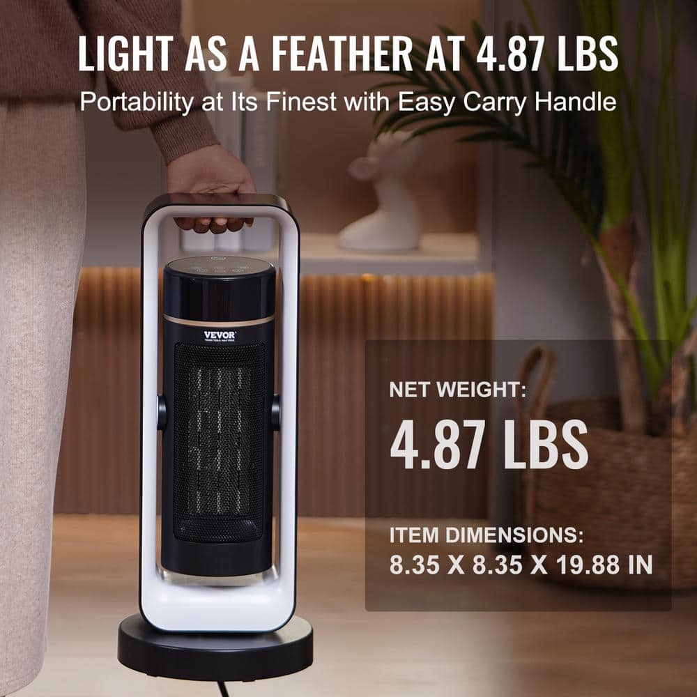 1000-Watt/1500-Watt 20 in. Electric Ceramic Space Heater with Thermostat Remote Control 2-Level Adjustable Heater Fan - Hercitys