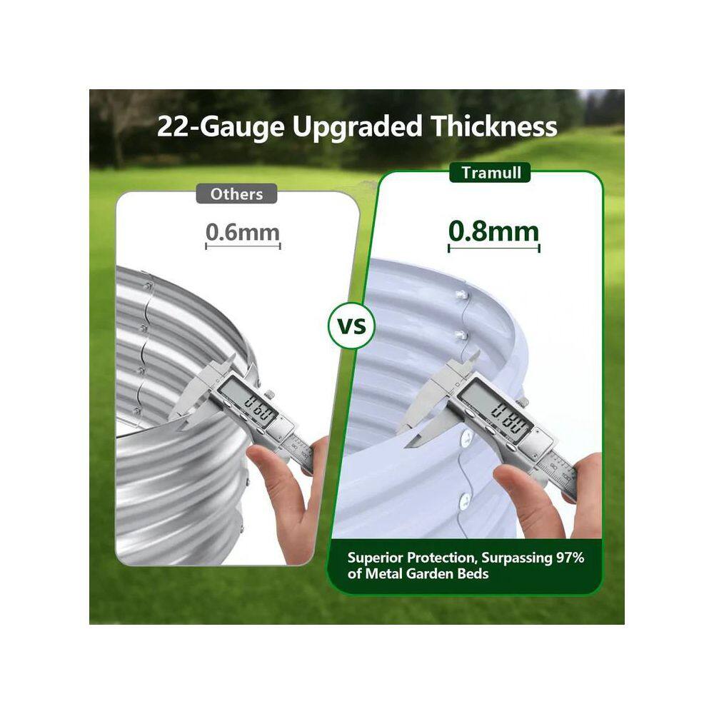 4 x 2 x 1 ft. Light Grey Metal Oval Raised Garden Beds (2-Pack) - Hercitys