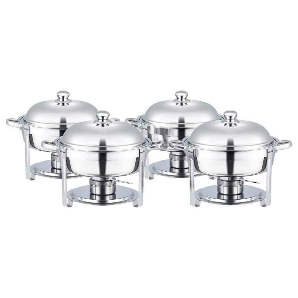 5 qt. Silver Gray Stainless Steel Chafing Dishes Buffet Set for Food Serving Warming - Hercitys