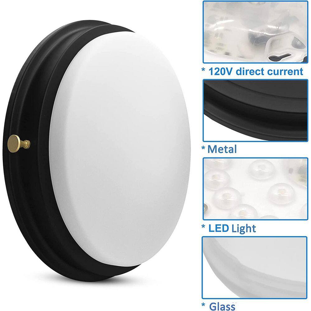 14 in. Dimmable LED Flush Mount, 1200 Lumen, 4000K Natural White Ceiling Light Fixture with Glass Shade - Hercitys