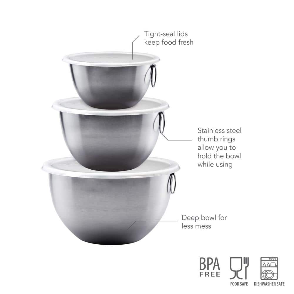 3-Piece Stainless Steel Mixing Bowl Set - Hercitys