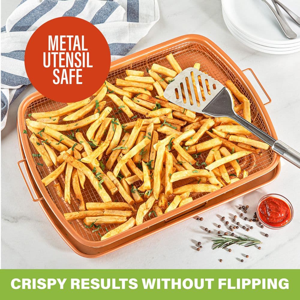 16 in. x 12 in. Aluminum Ti-Ceramic Nonstick Heat Circulating Crisper Tray - Hercitys