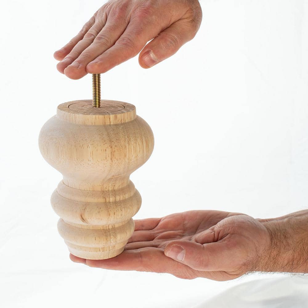 5 in. x 4 in. Stained Cherry Solid Hardwood Round Sofa Leg - Hercitys