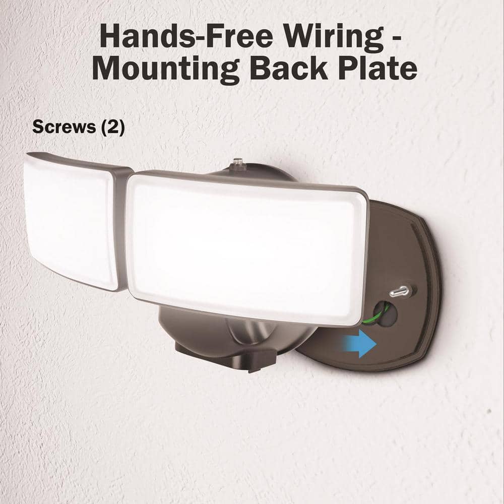 48-Watt 5000 Lumens Motion-Sensing Hardwired LED Bronze Security Flood Light - Hercitys