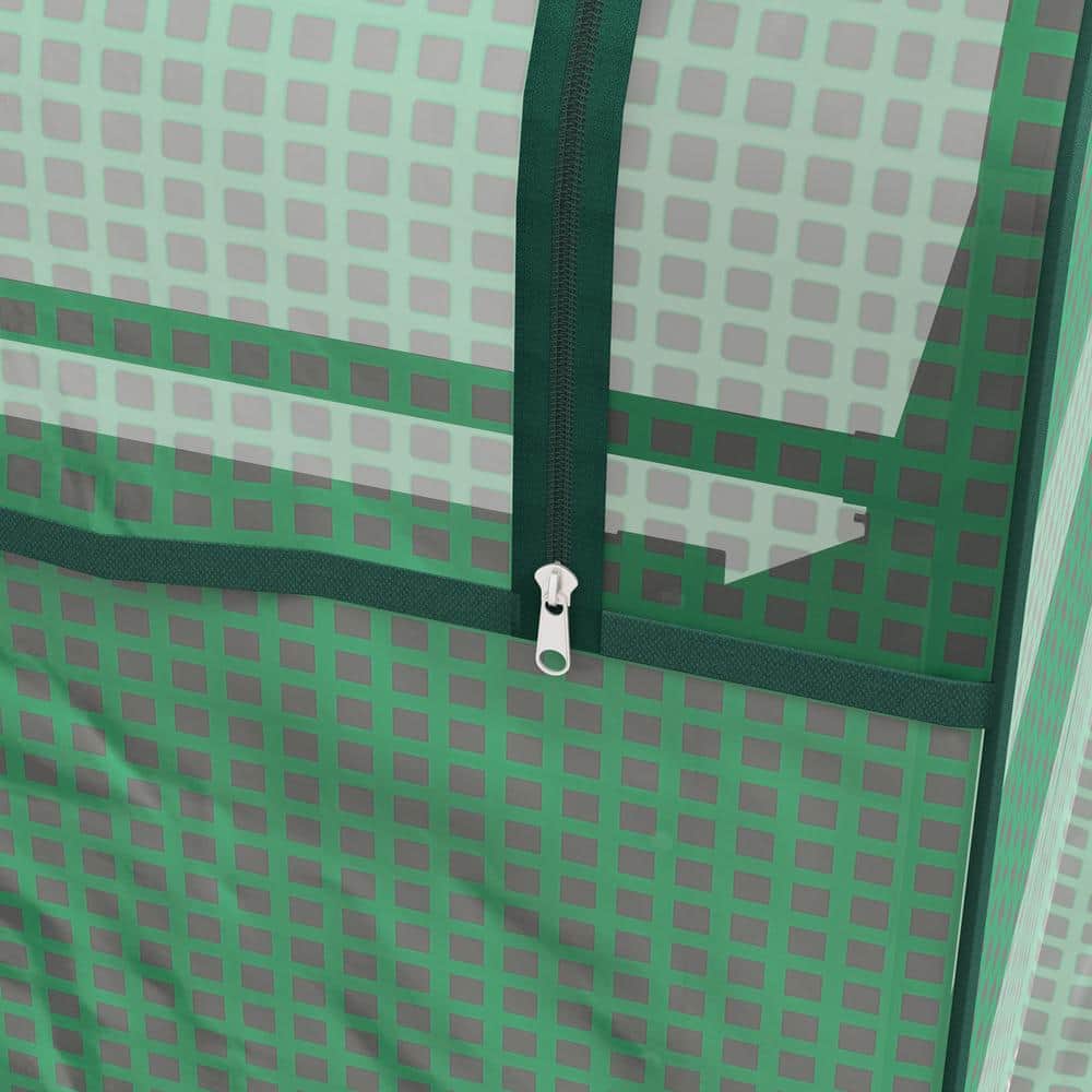 49.25 in. L x 37.5 in.  W x 36.25 in. H PE, Steel Green and Silver Mini Greenhouse with Planter Box - Hercitys