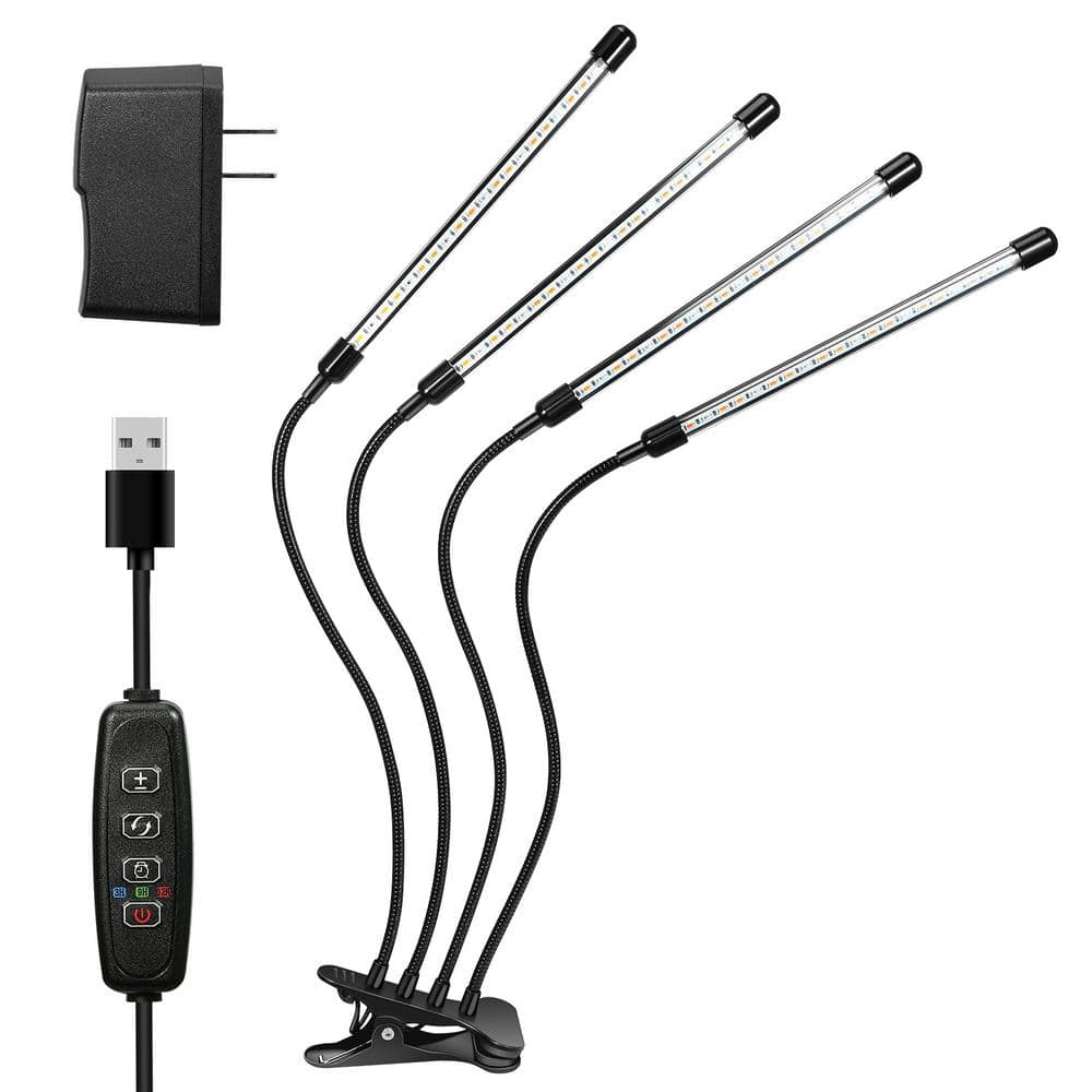 2Piece 10.24 in. 80-Watt Black Indoor LED Grow Lights 80 LEDs Plant Lights with Red Blue Full Spectrum 10 Dimmable Level - Hercitys