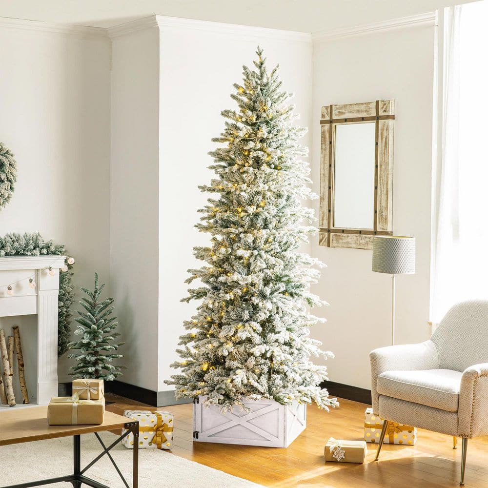 22.09 in. L Washed White Wooden Tree Collar (KD) - Hercitys