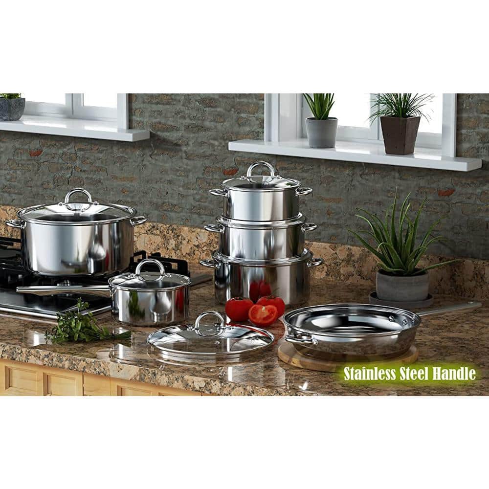 16 qt. Stainless Steel Stock Pot with Glass Lid - Hercitys