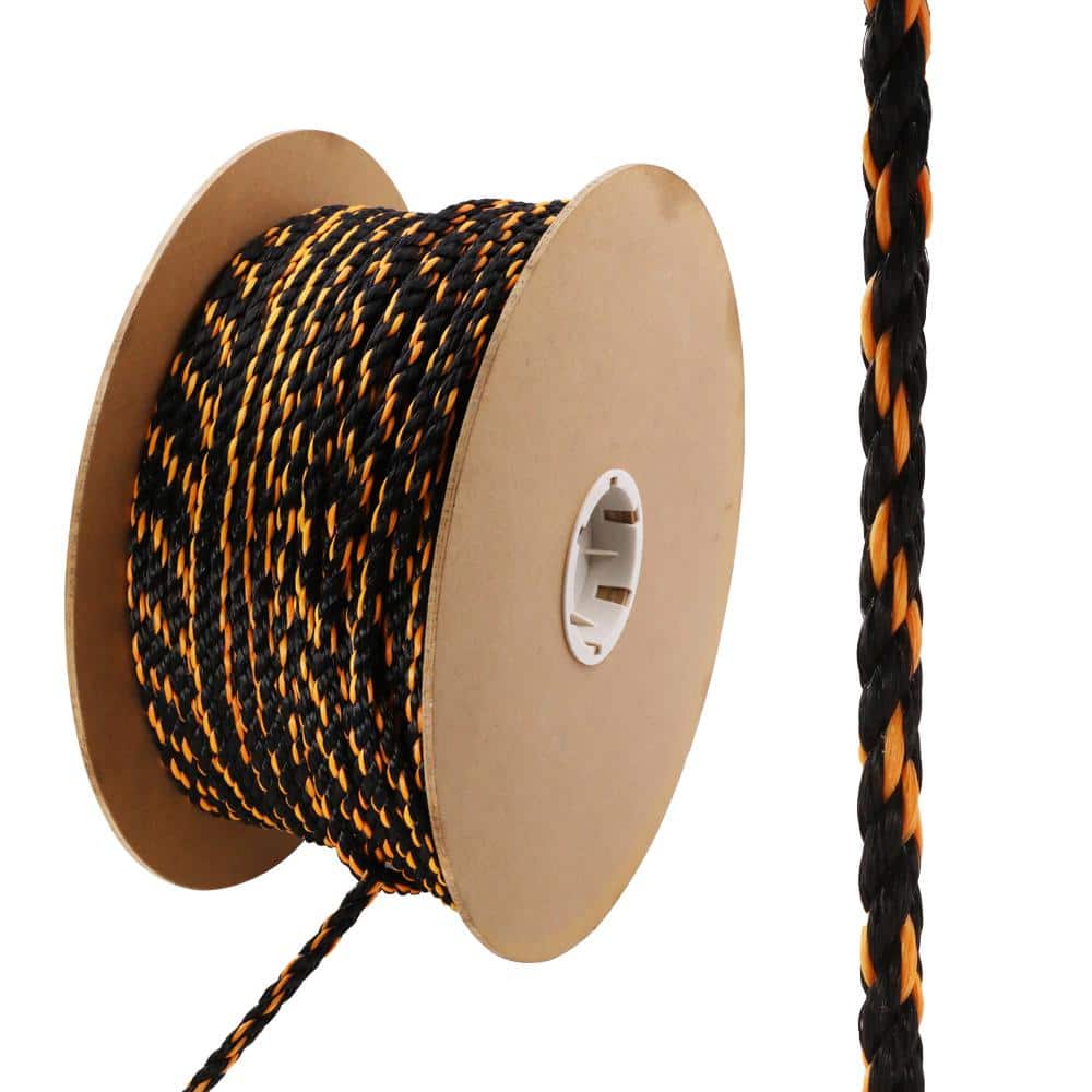 3/8 in. x 1 ft. Black and Orange Twisted Polypropylene Rope - Hercitys