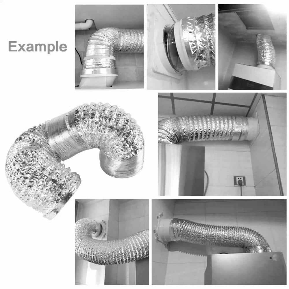 4 in. x 25 ft. Flexible Aluminum Air Ducting Dry Ventilation Hose Non-Insulated for HVAC - Hercitys