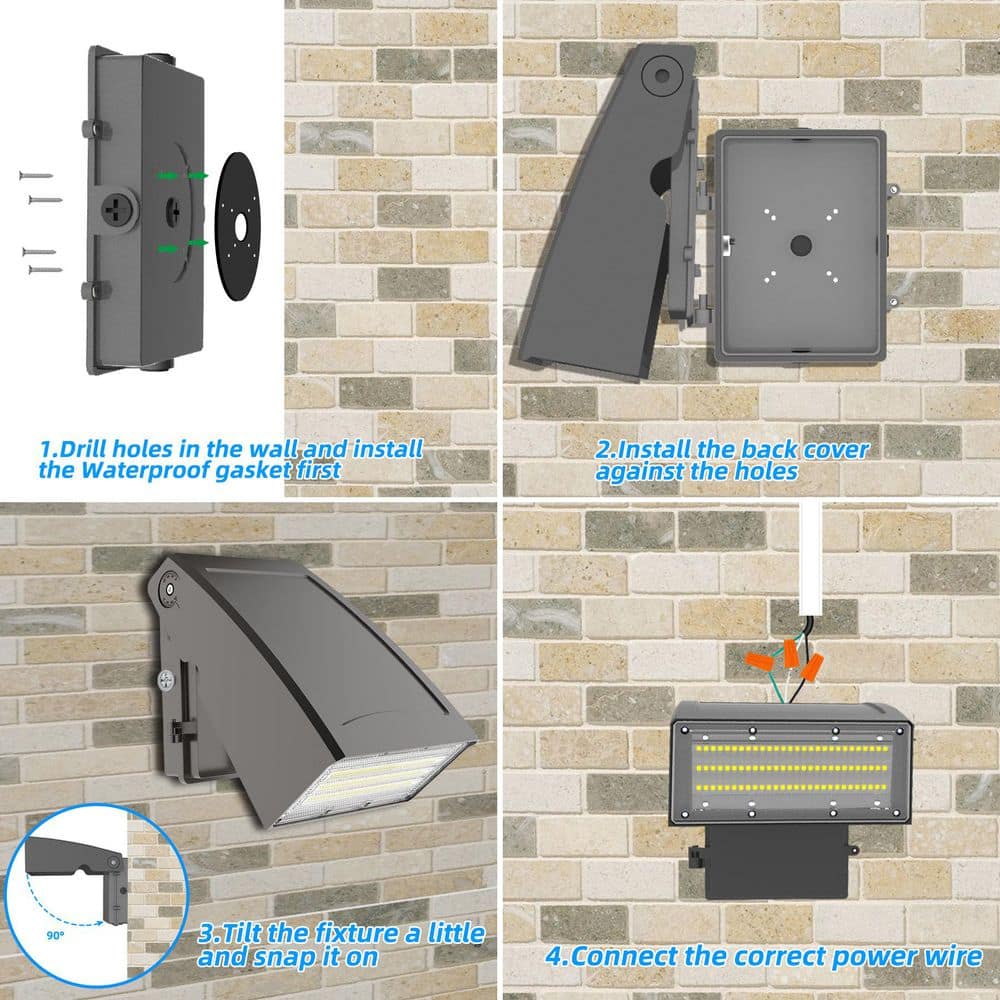 250Watt Equivalent Integrated LED 5000K 6000lm Wall Pack Light Bronze Dusk to Dawn IP65,0-90°Adjustable Full Cutoff - Hercitys