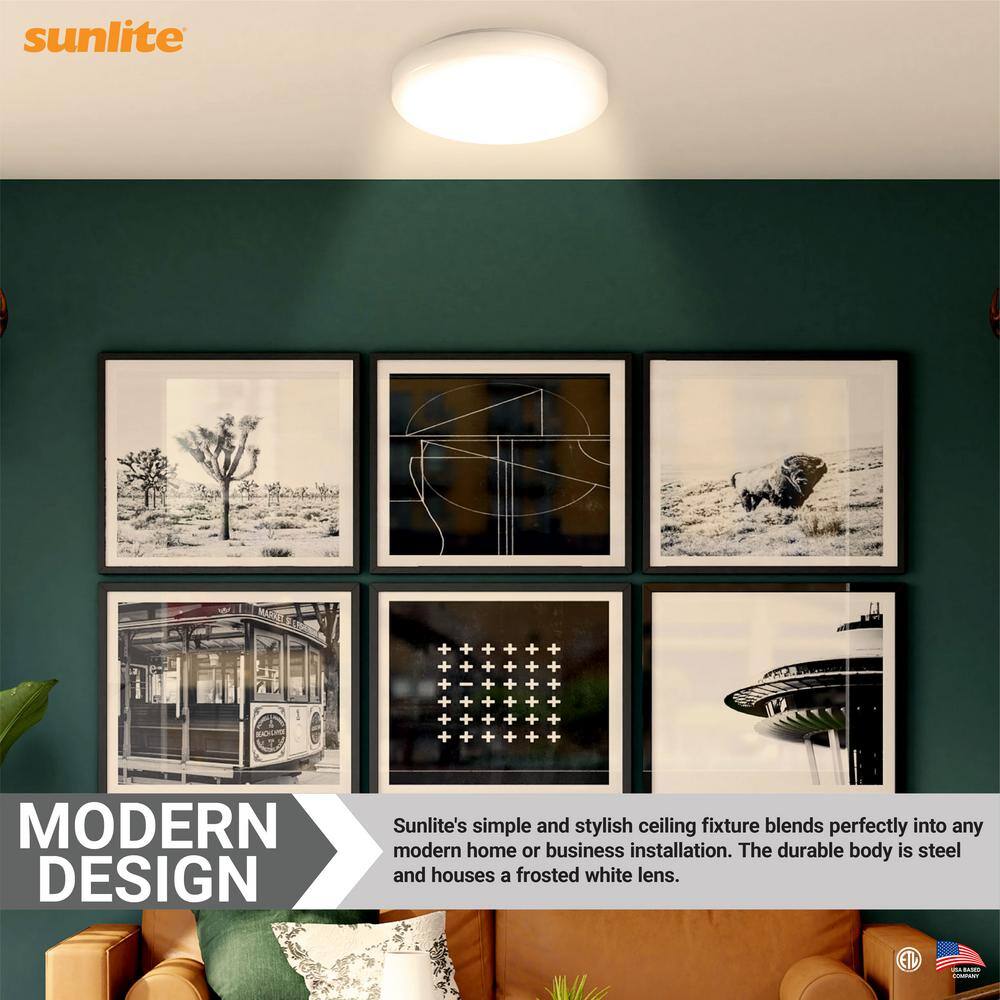 14 in. 16-Watt Shaded White Integrated LED Flush Mount with Acrylic Frosted Shade - Hercitys