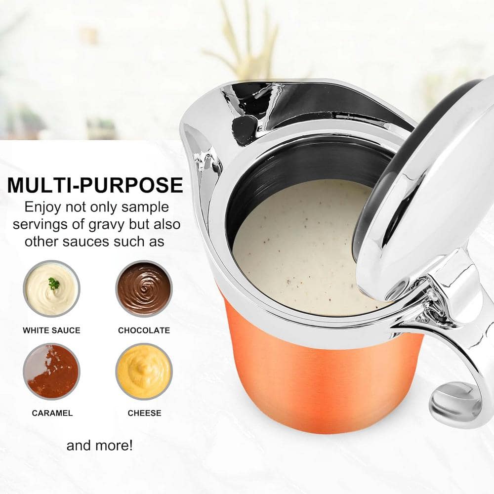 14 oz. Copper Stainless Steel Gravy Boat Condiment Server - Hercitys