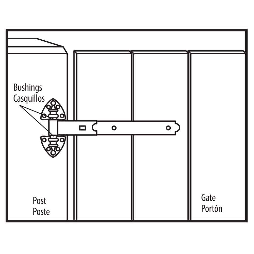 12 in. Black Extra Heavy-Duty Gate Tee Hinge - Hercitys