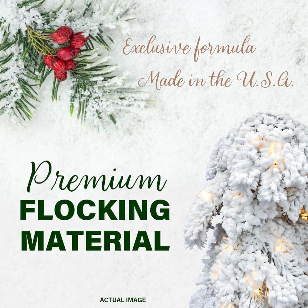 4 ft. Elk PreLit Mountain Snow Flocked Artificial Christmas Tree with Warm White LED Lights - Hercitys