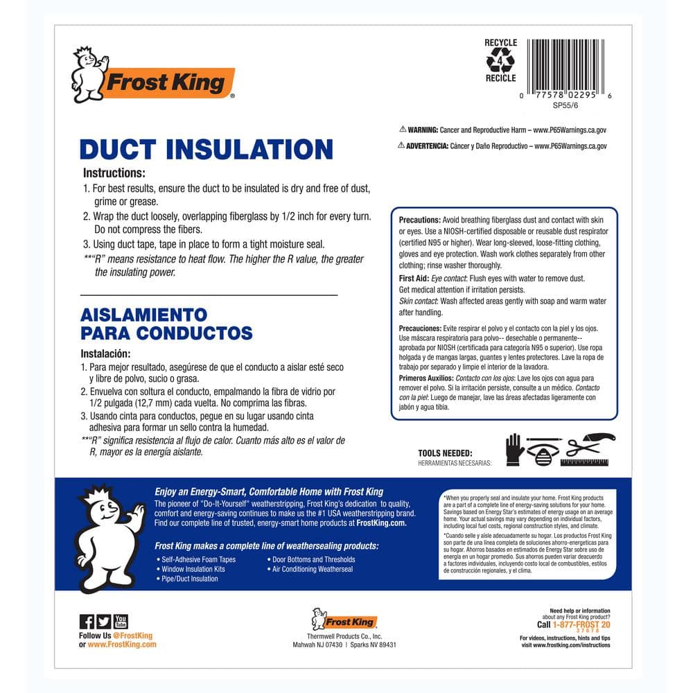 12 in. x 15 ft. Foil and Fiberglass Duct Insulation - Hercitys